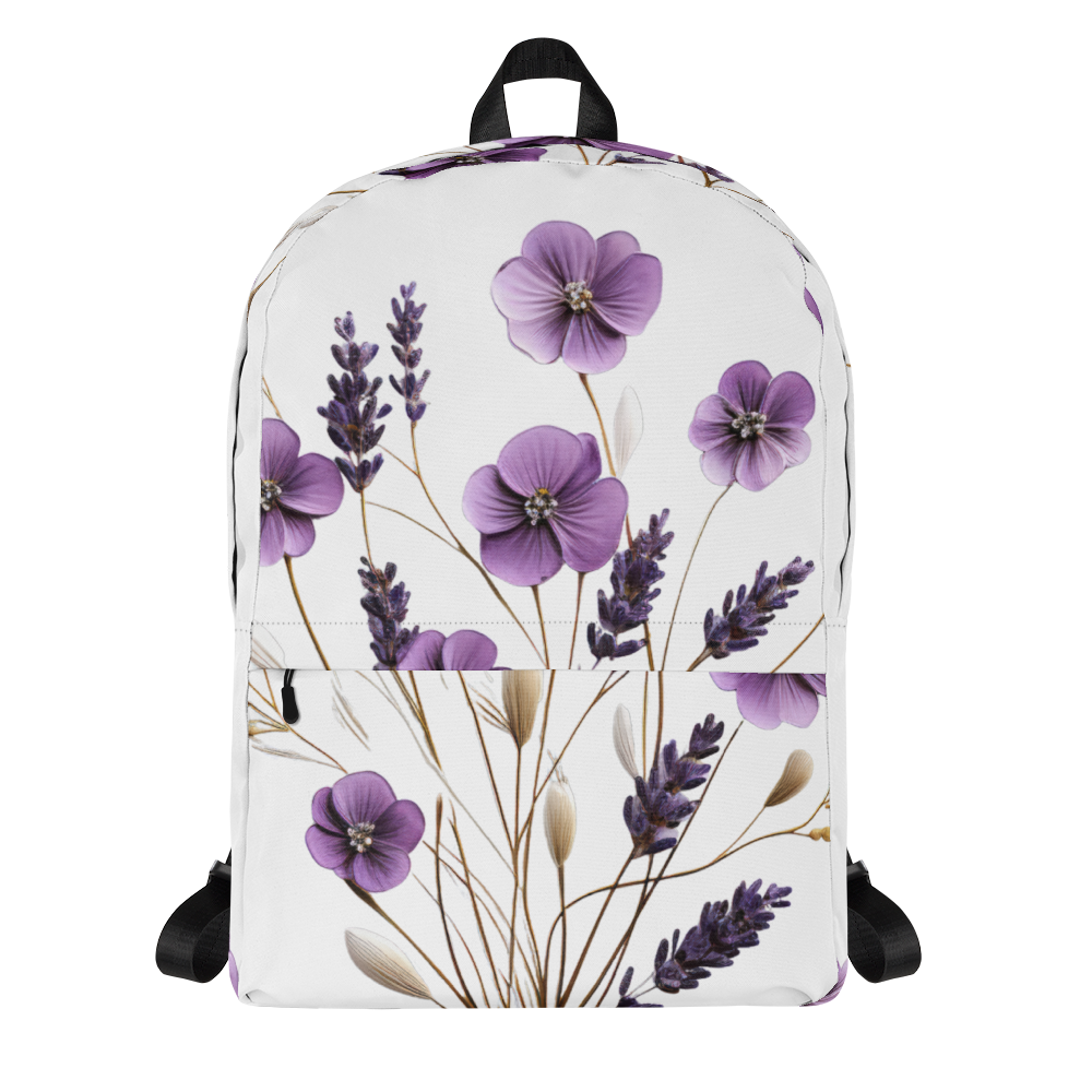 Backpack for School or Travel, Lavender Bloom Floral Design