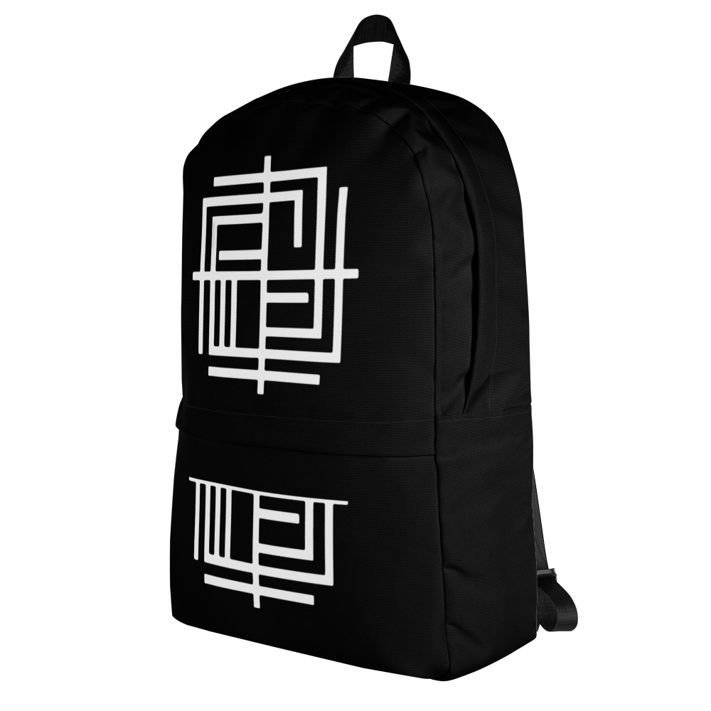 Backpack for School or Travel, Black Modern Geometric Design