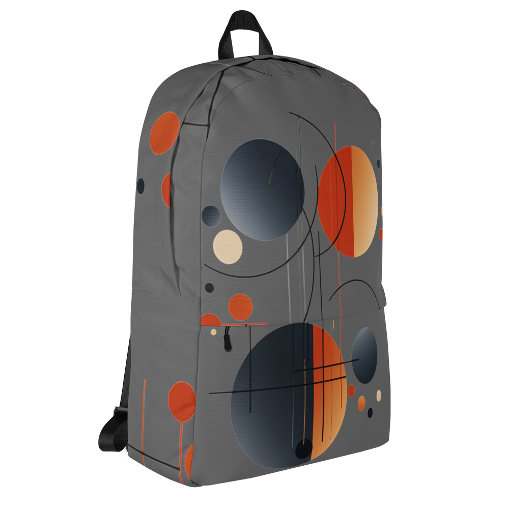 Backpack for School or Travel, Gray with Geometric Design