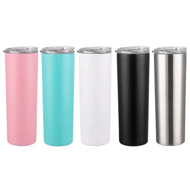 Skinny Double Wall Insulated Tumbler with Lid and Straw, 12oz 20oz | Wholesale
