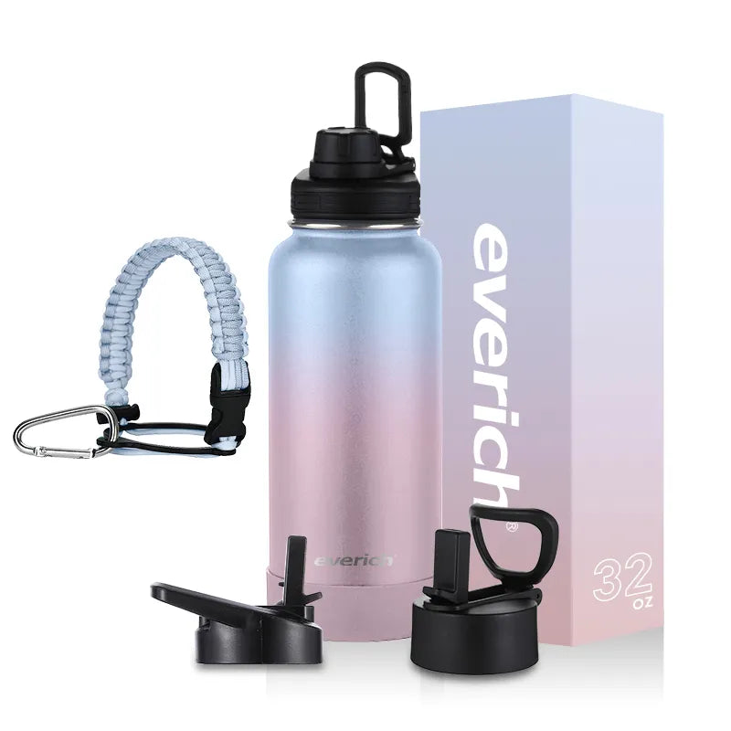 Double Wall Insulated Water Bottle with Pop Up Straw Lid, 12oz 16oz | Wholesale