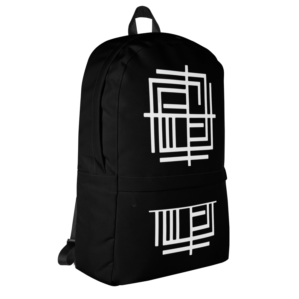 Backpack for School or Travel, Black Modern Geometric Design